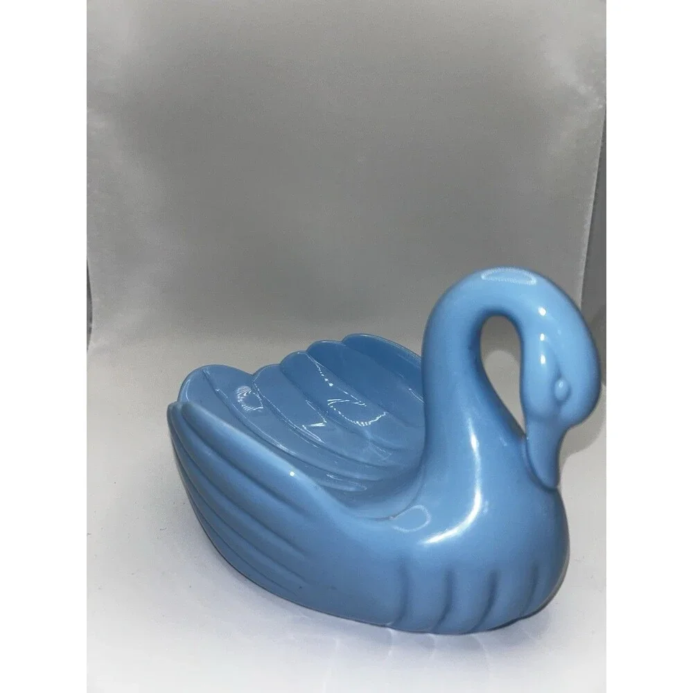 Vintage 1994 Blue Plastic Lucite SWAN SOAP DISH Candy Dish Kitsch Trinket